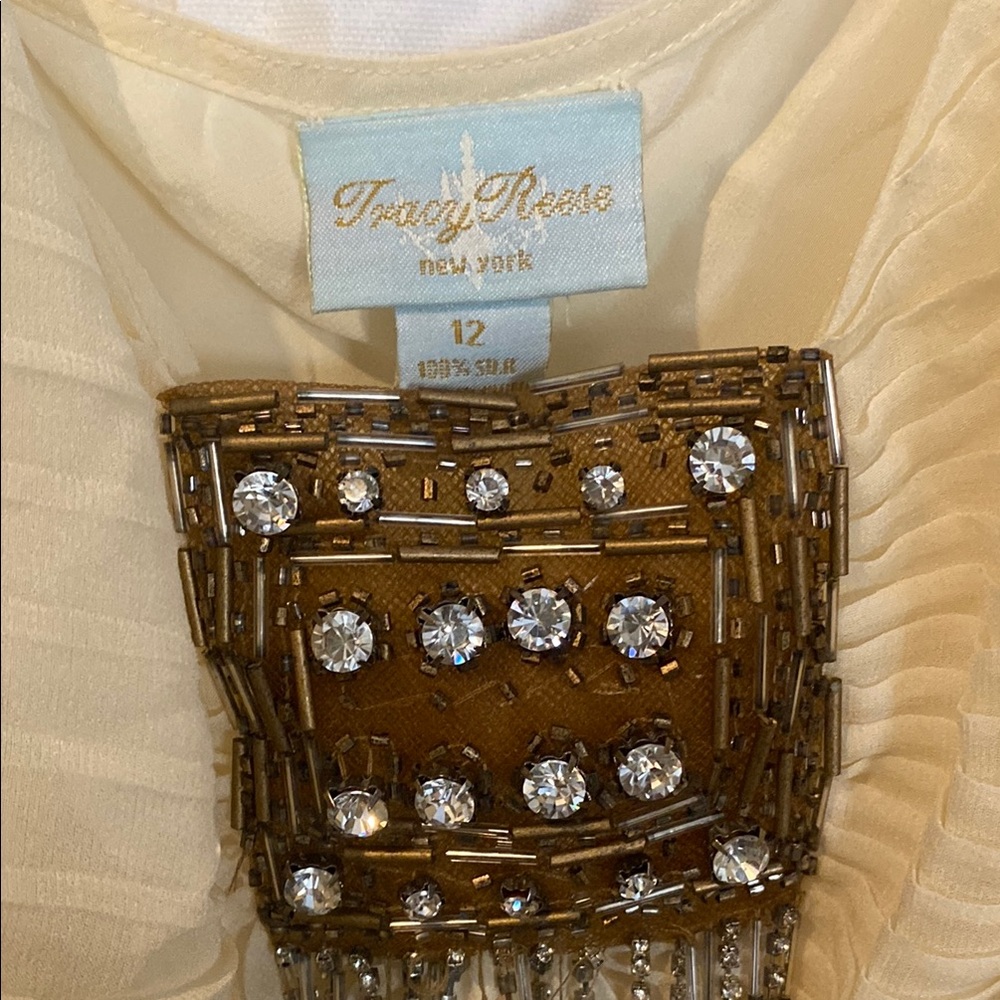 Tracy Reese Ivory Dress with Metallic Embellishments